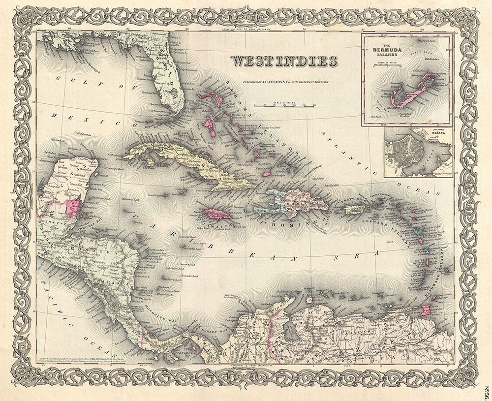 1855 Colton Map of the West Indies art print by Colton for $57.95 CAD