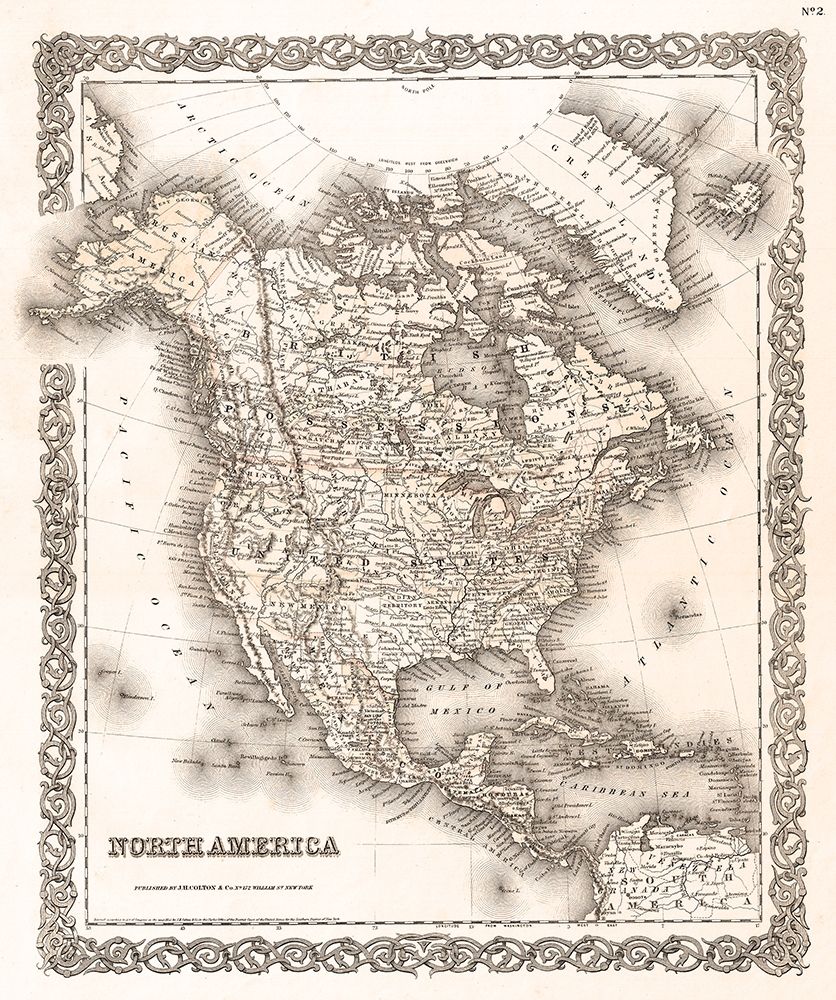 1855 Colton Vintage Map of North America art print by Colton for $57.95 CAD