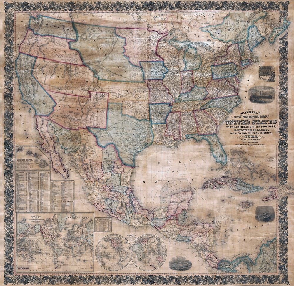1856 Mitchell Wall Map of the United States art print by Mitchell for $57.95 CAD