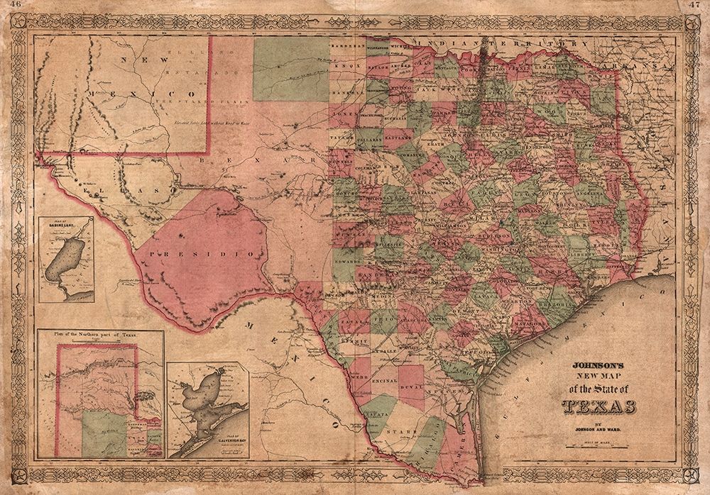 1866 Johnson Map of Texas  art print by Johnson for $57.95 CAD