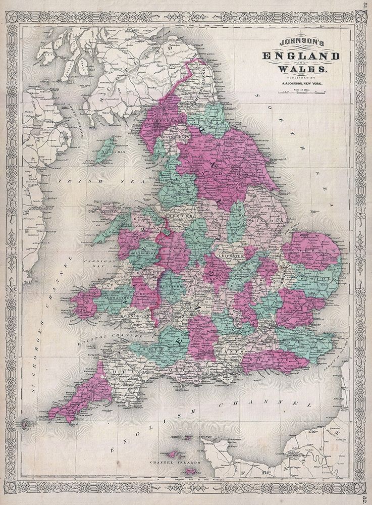 1867 Johnson Map of England and Wales art print by Johnson for $57.95 CAD