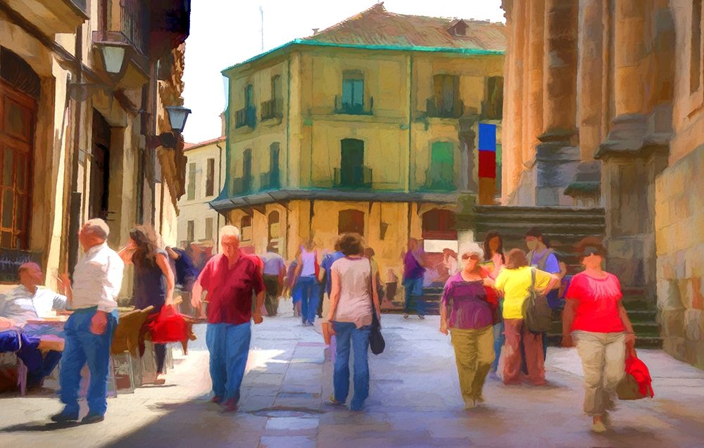 Crowded Spanish Street art print by Ronald Bolokofsky for $57.95 CAD