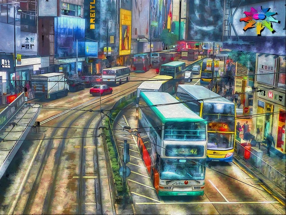 Hong Kong Bus Lines art print by Ronald Bolokofsky for $57.95 CAD