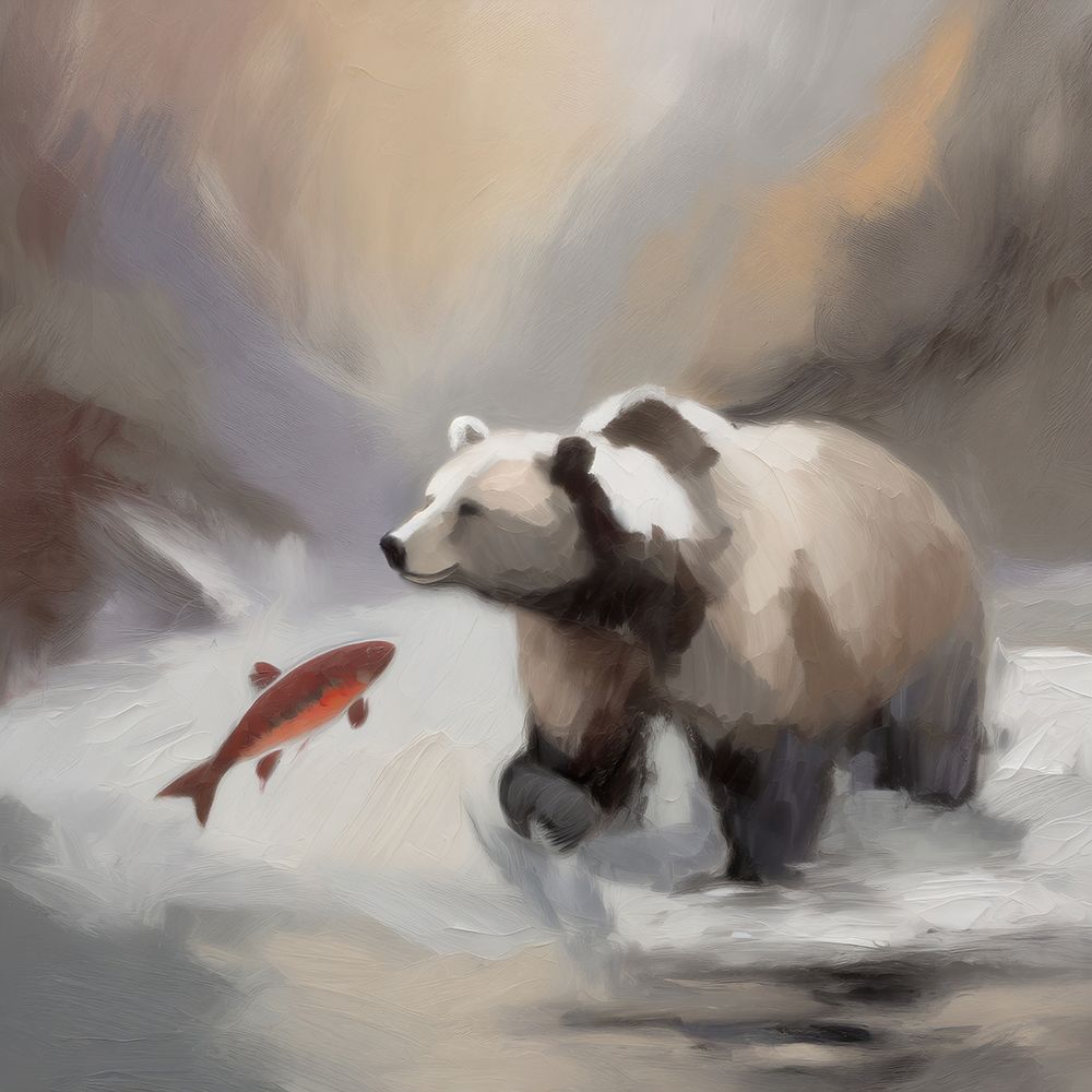 The Fishing Grizzly art print by Ronald Bolokofsky for $57.95 CAD