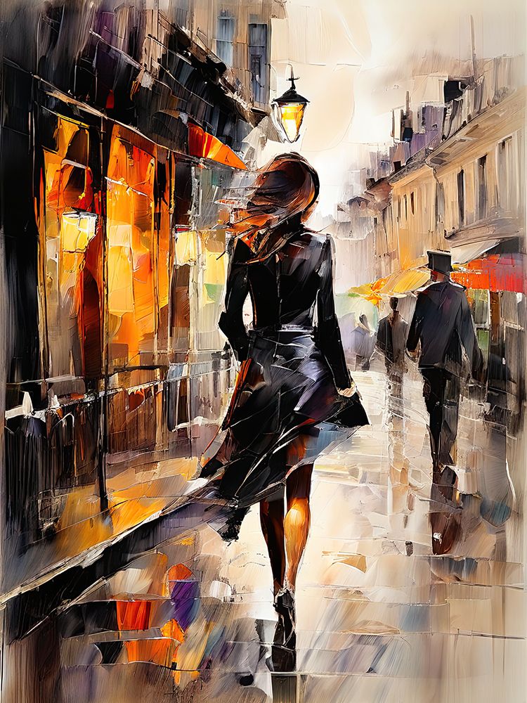 Walking Woman In Black art print by Ronald Bolokofsky for $57.95 CAD