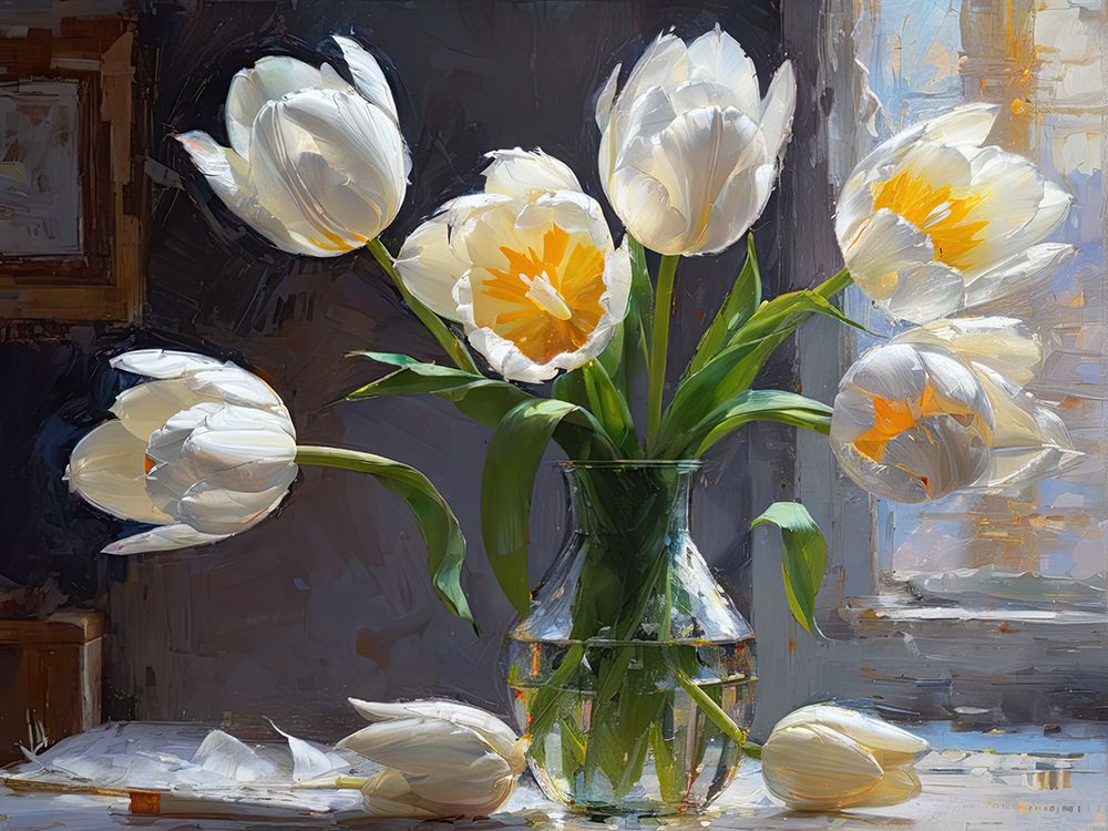 White Tulip Bouquet art print by Ronald Bolokofsky for $57.95 CAD