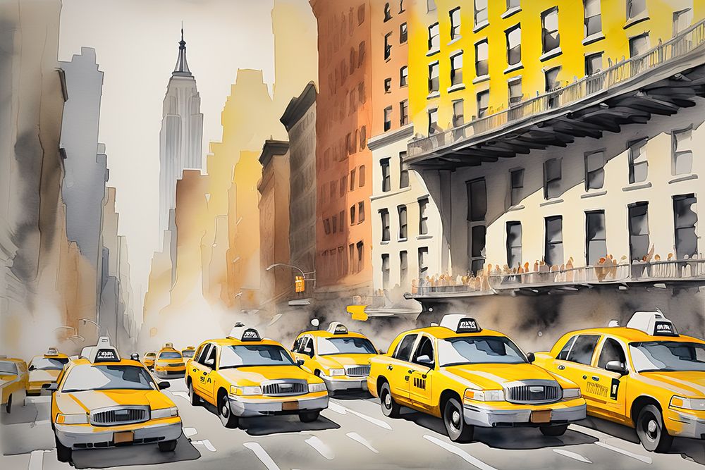 Yellow Taxi Rush Hour art print by Ronald Bolokofsky for $57.95 CAD