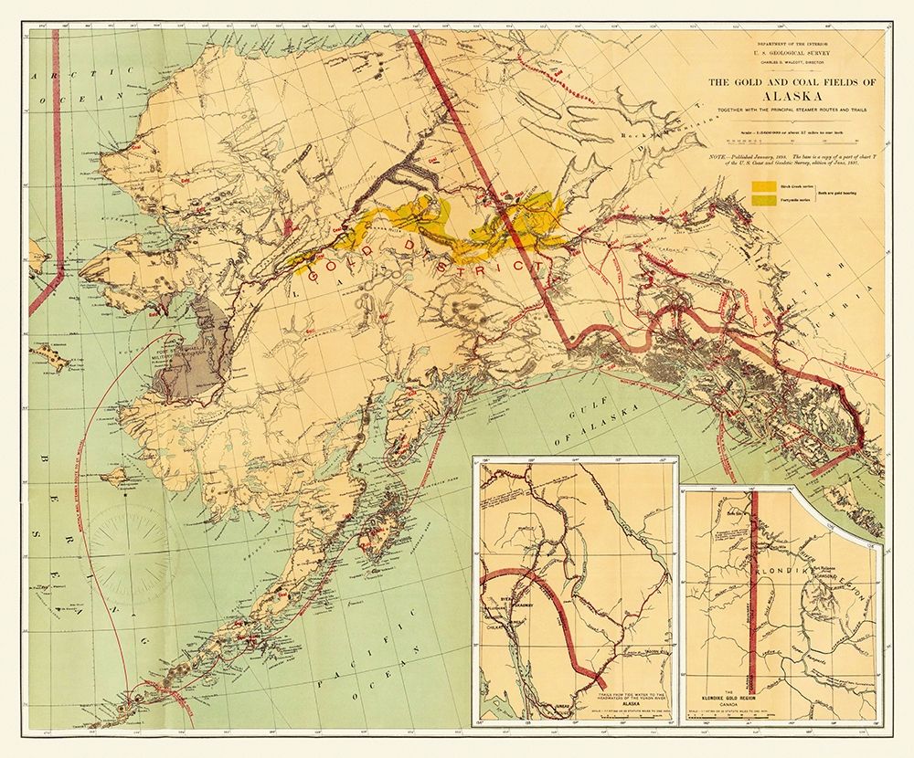 Gold and Coal Fields Alaska - Walcott 1898 art print by Walcott for $57.95 CAD