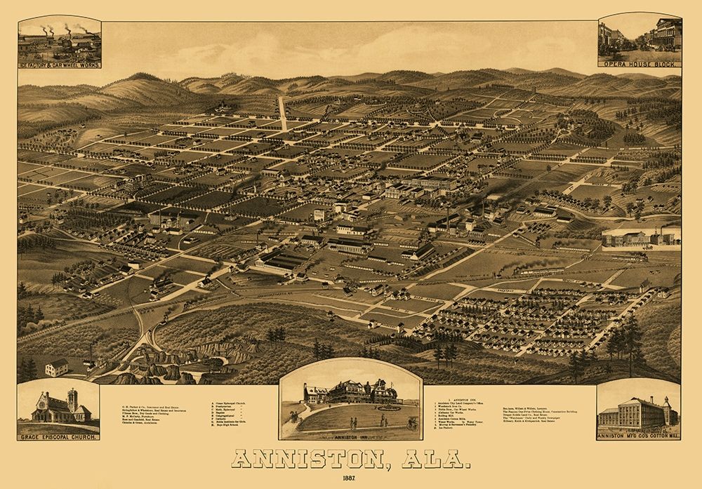 Anniston Alabama - Beck 1887 art print by Beck for $57.95 CAD