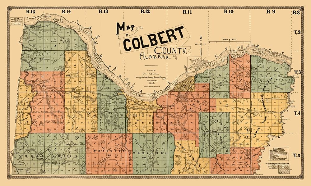 Colbert County Alabama - Bacon 1896  art print by Bacon for $57.95 CAD