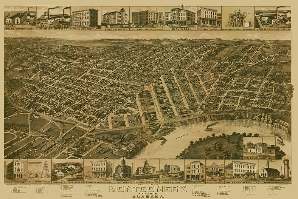 Montgomery Alabama - Wellge 1887 art print by Wellge for $57.95 CAD