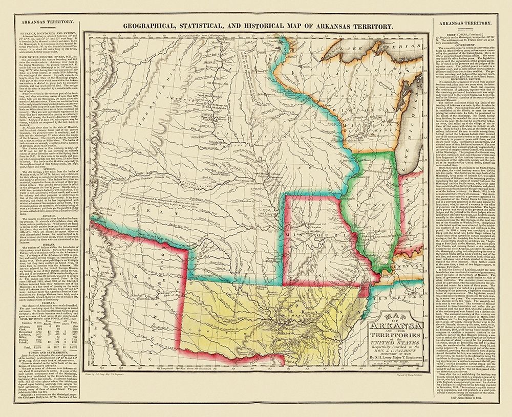 Arkansas Territory - Long 1822 art print by Long for $57.95 CAD