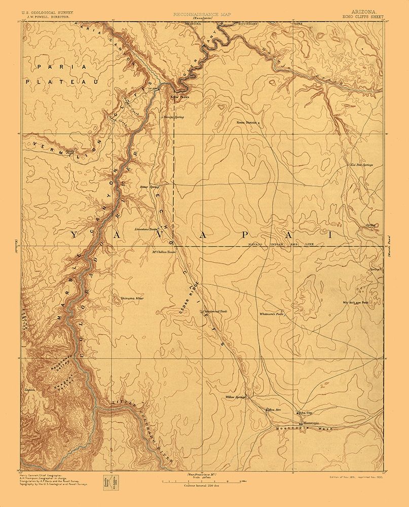 Echo Cliffs Sheet Arizona - USGS 1891  art print by USGS for $57.95 CAD
