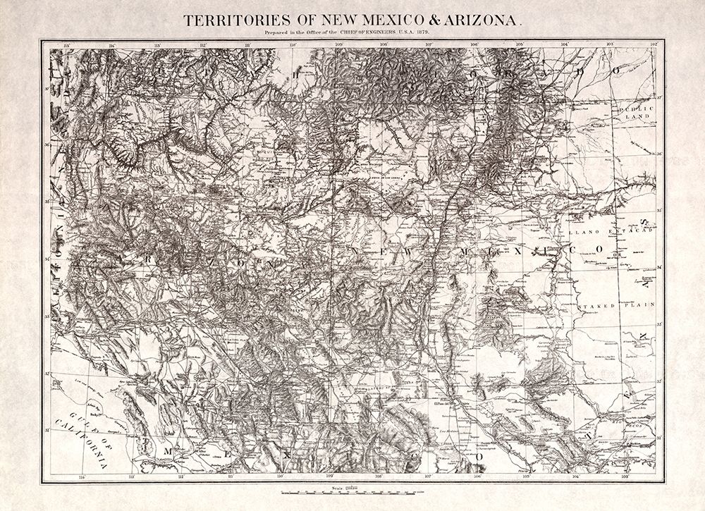 New Mexico Arizona Territories - USGS 1879  art print by USGS for $57.95 CAD