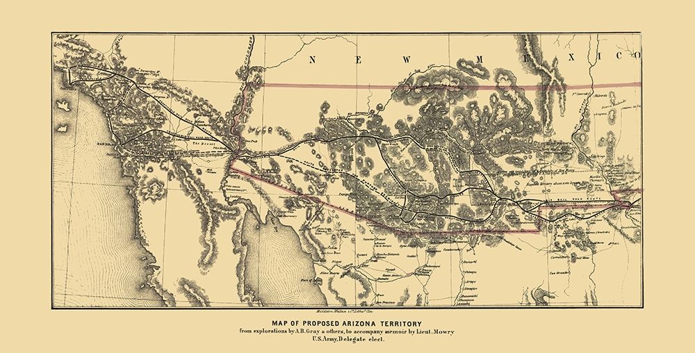 Arizona Proposed Territory - Gray 1857 art print by Gray for $57.95 CAD