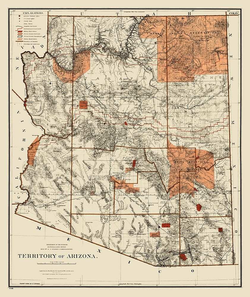 Arizona Territory - General Land Office 1887 art print by General Land Office for $57.95 CAD