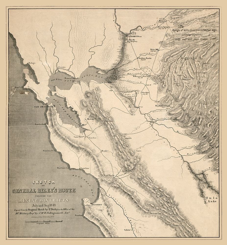 California Mining Districts - Derby 1849  art print by Derby for $57.95 CAD