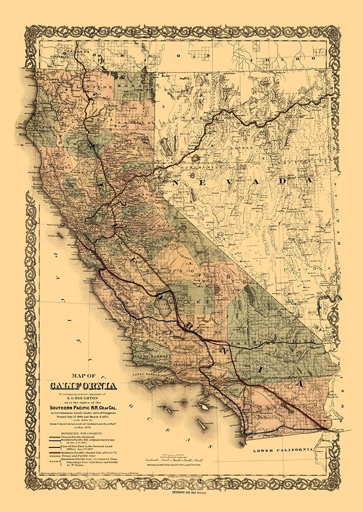 California Railroads - Colton 1876  art print by Colton for $57.95 CAD