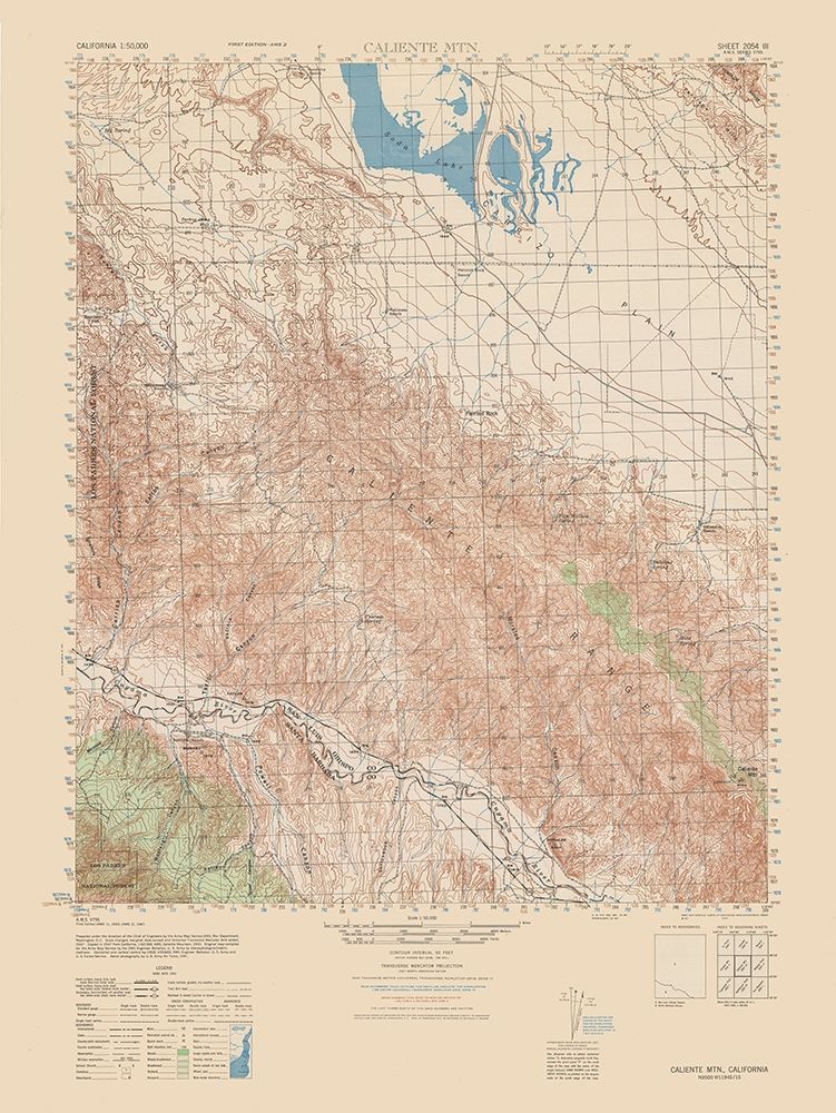 Caliente Mountain Quad - USGS  1943 art print by USGS for $57.95 CAD