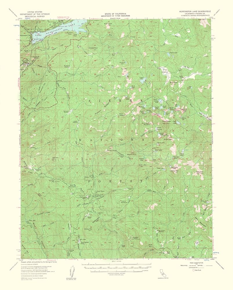 Huntington Lake California Quad - USGS 1963 art print by USGS for $57.95 CAD