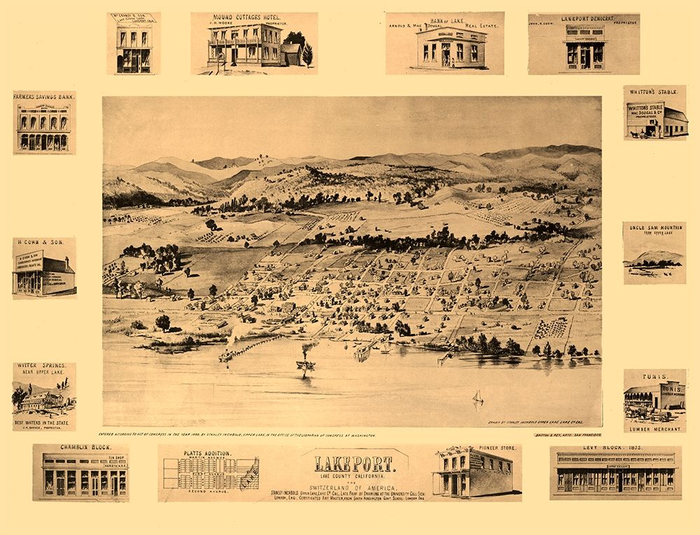 Lakeport California - Inchbold 1888  art print by Inchbold for $57.95 CAD