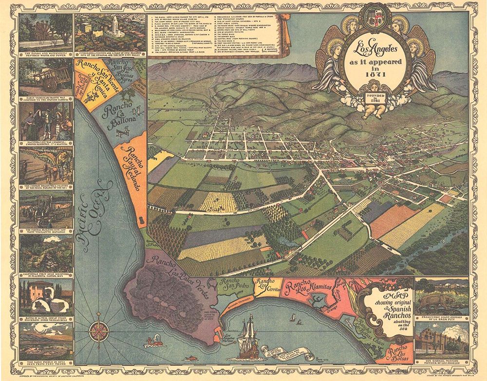 Los Angeles California - Gores 1871 art print by Gores for $57.95 CAD