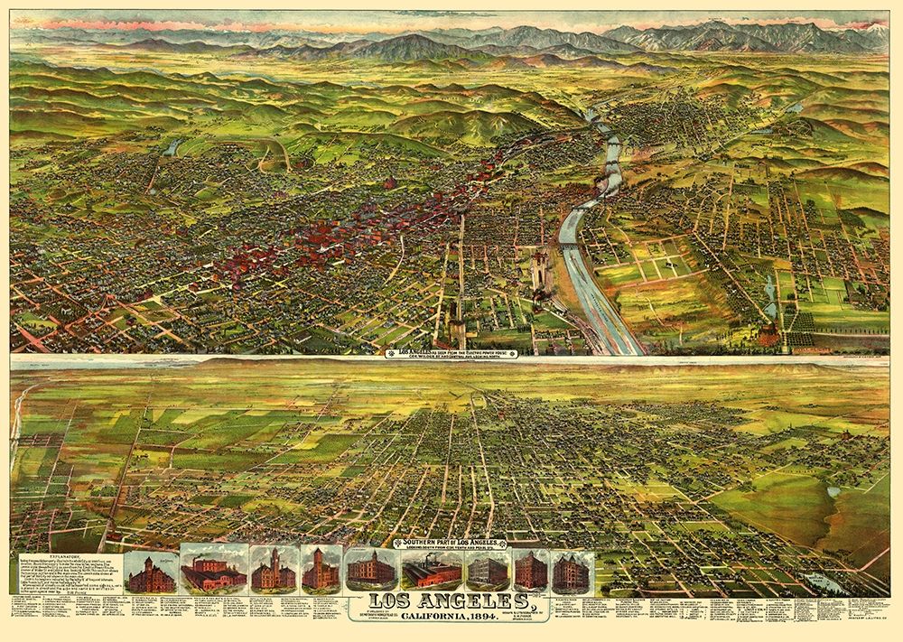Los Angeles California - Pierce 1894 art print by Pierce for $57.95 CAD