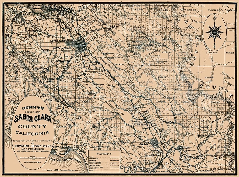 Santa Clara California - Denny 1913 art print by Denny for $57.95 CAD