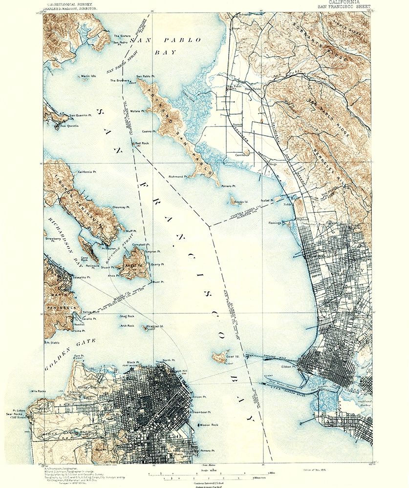 San Francisco California Sheet - USGS 1895 art print by USGS for $57.95 CAD