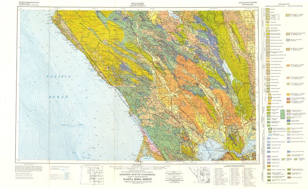 Santa Rosa Sheet California Mines - Koenig 1958 art print by Koenig for $57.95 CAD