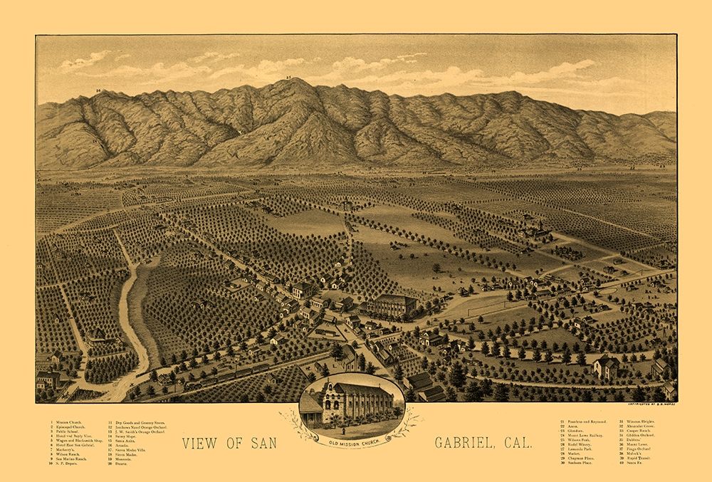 San Gabriel California - Morse 1893  art print by Morse for $57.95 CAD