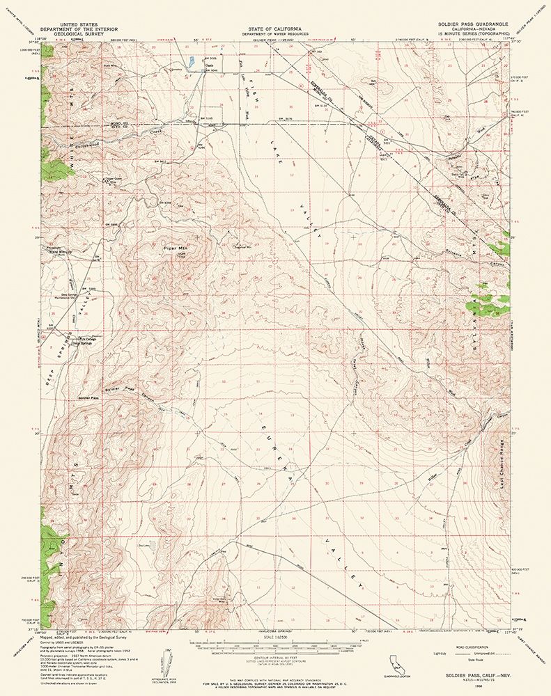 Soldier Pass California Quad - USGS 1958 art print by USGS for $57.95 CAD