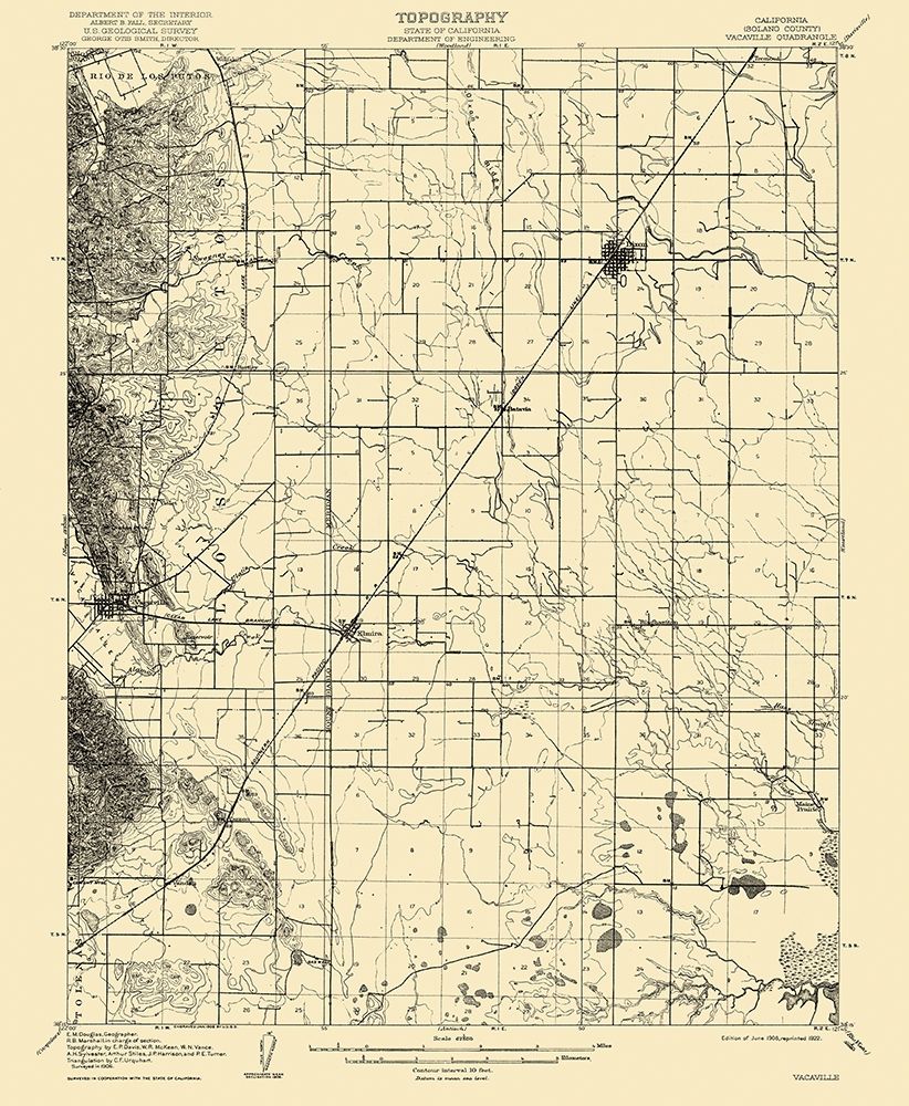 Vacaville California Quad - USGS 1908 art print by USGS for $57.95 CAD