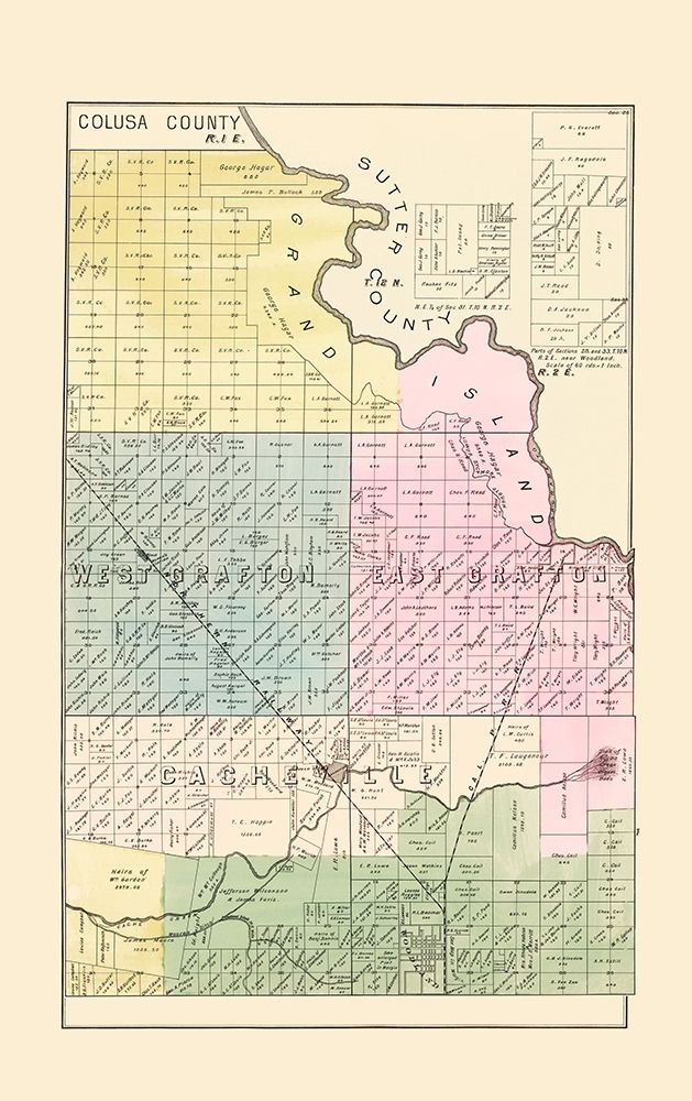 Yolo  Northeast California Landowner - De Pue 1879 art print by De Pue for $57.95 CAD