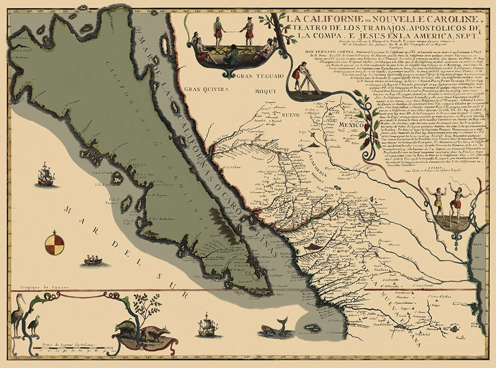 California, Mexico - His Majestys Geographer 1720 art print by His Majestys Geographer for $57.95 CAD