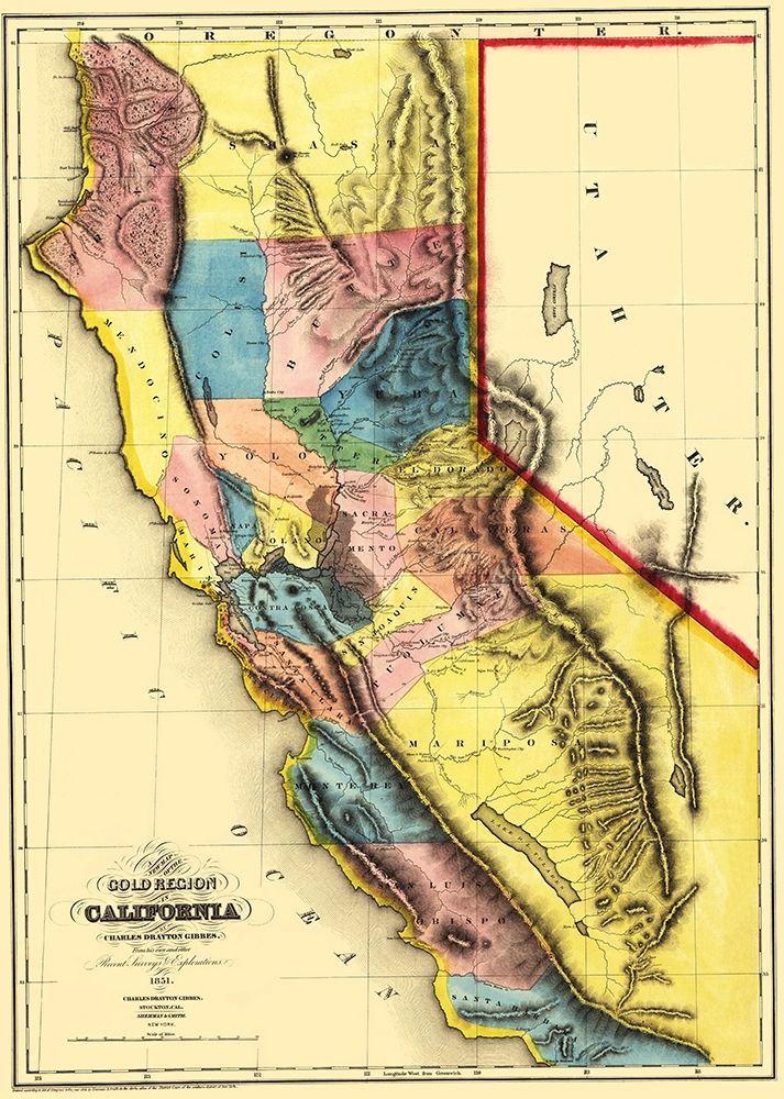 California Gold Region - Sherman 1851 art print by Sherman for $57.95 CAD
