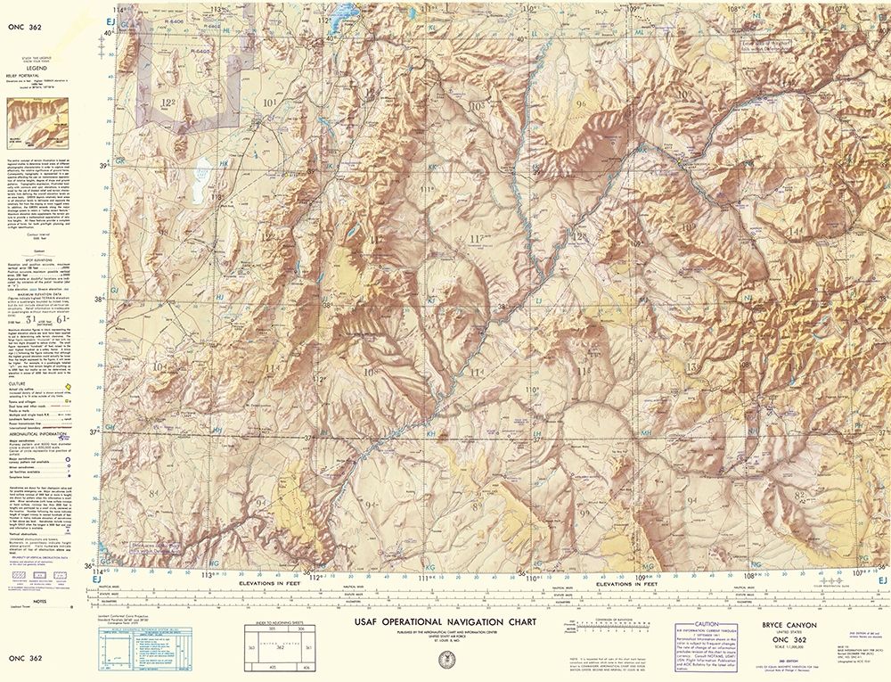 Bryce Canyon Utah New Mexico Colorado Sheet art print by USAF for $57.95 CAD