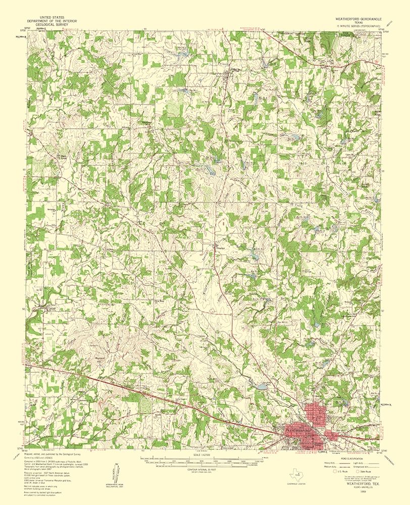 Weatherford Texas Quad - USGS 1960 art print by USGS for $57.95 CAD