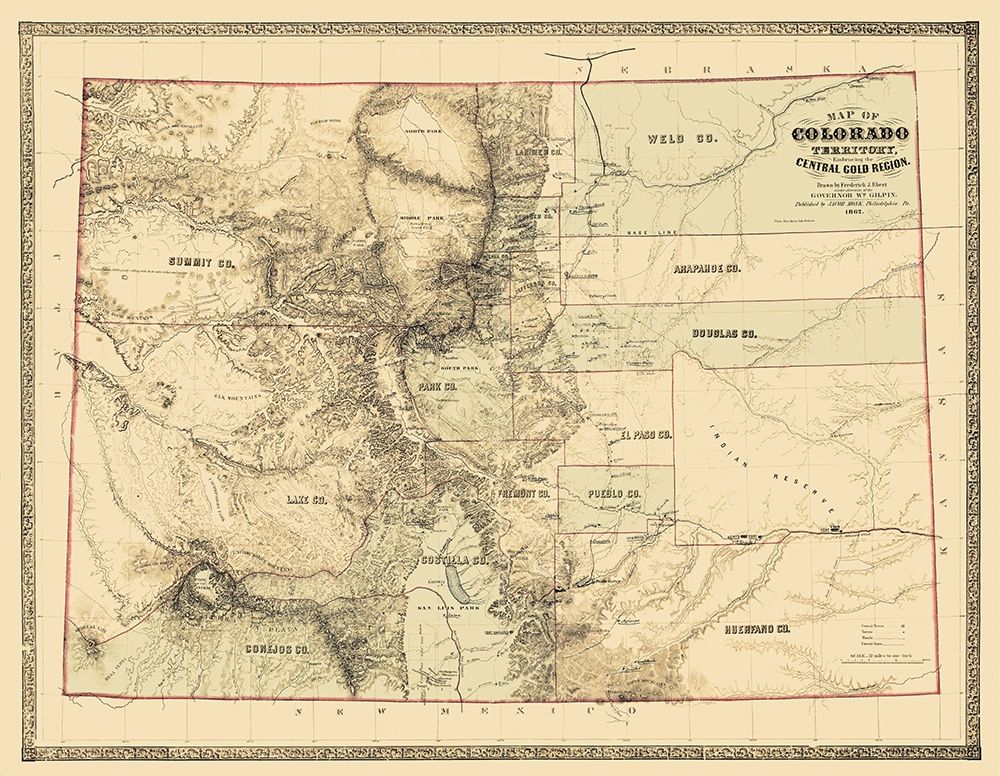 Colorado Territory, Gold Region - Monk  1862 art print by Monk for $57.95 CAD