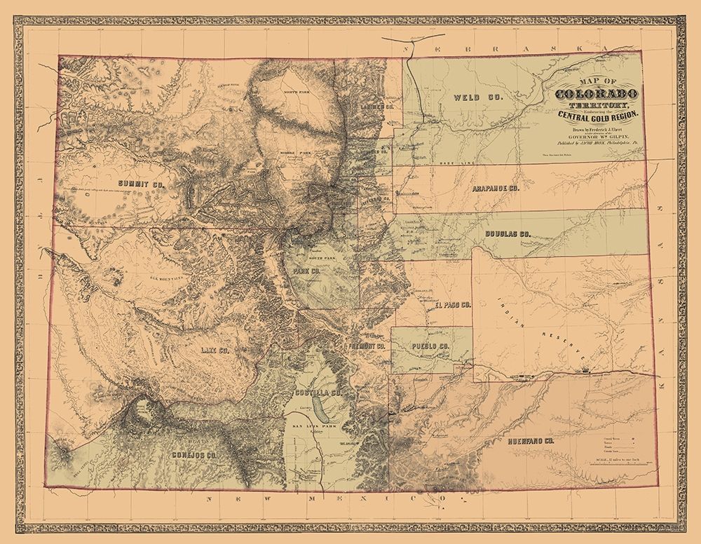 Colorado with the Central Gold Region - Monk 1862 art print by Monk for $57.95 CAD