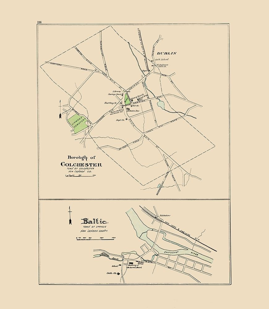 Colchester, Baltic Connecticut - Hurd 1893 art print by Hurd for $57.95 CAD