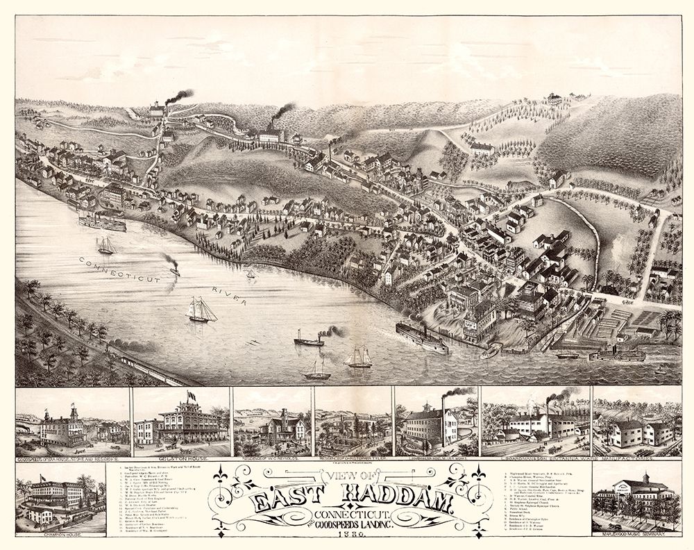 East Haddam Connecticut - Bailey 1880  art print by Bailey for $57.95 CAD