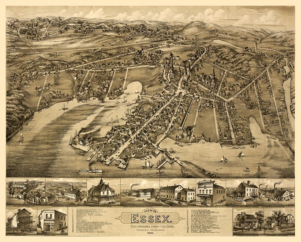 Essex Connecticut - Bailey 1881  art print by Bailey for $57.95 CAD
