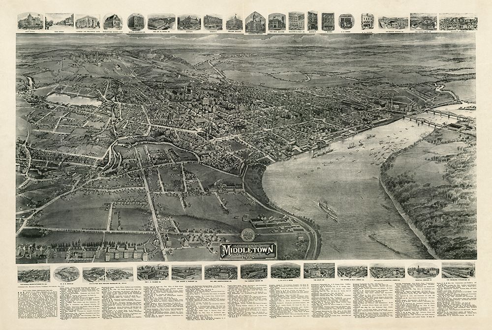 Middletown Connecticut - Bailey 1915  art print by Bailey for $57.95 CAD