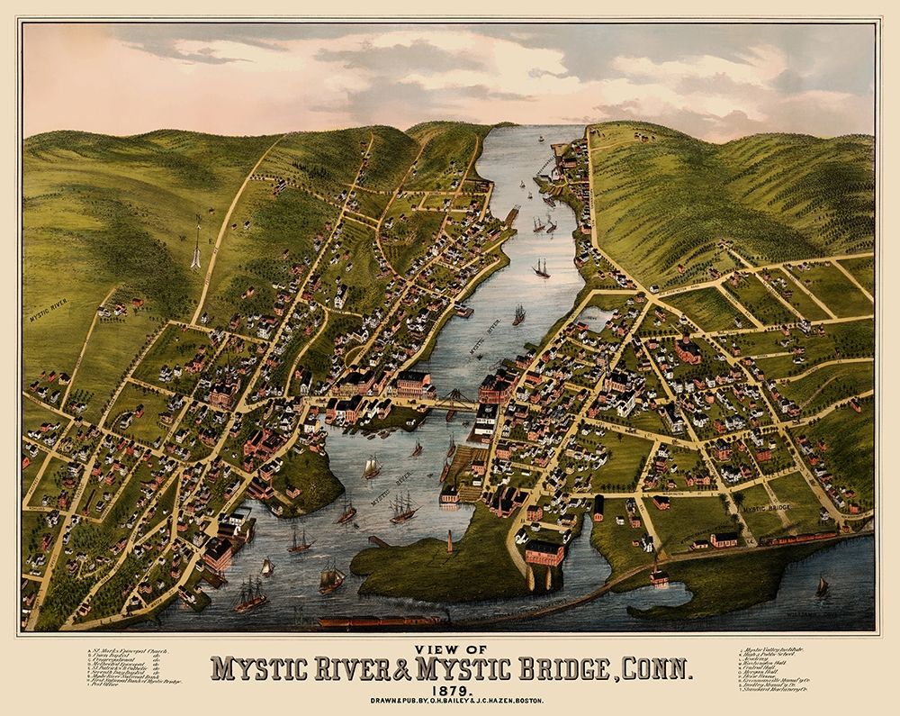 Mystic River Mystic Bridge Connecticut art print by Bailey for $57.95 CAD