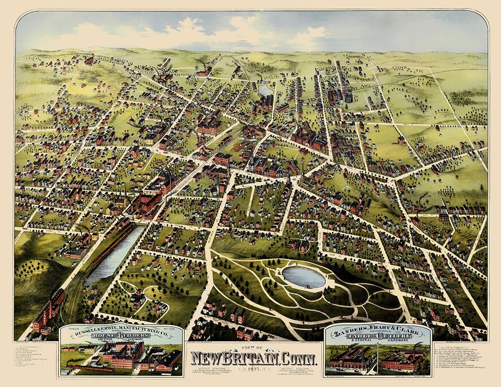New Britain Connecticut - Bailey 1875 art print by Bailey for $57.95 CAD