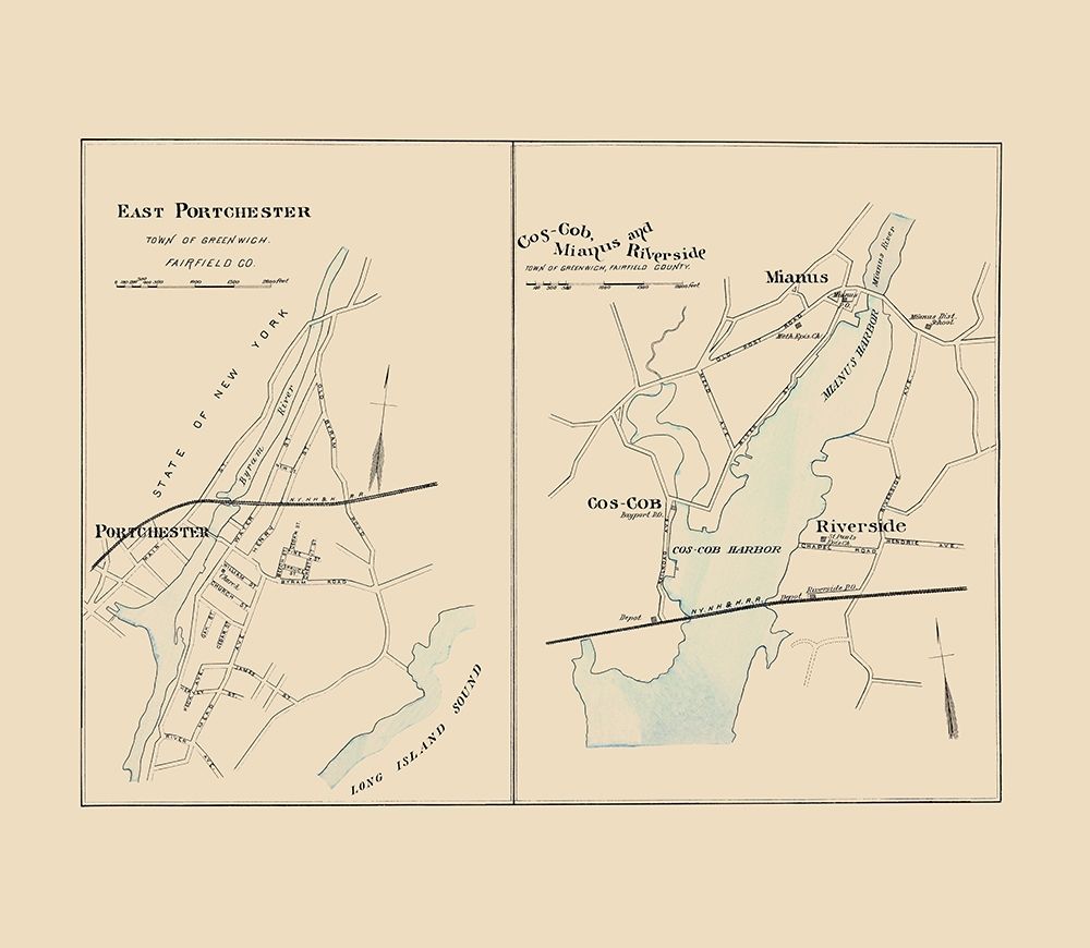 East Portchester Connecticut - Hurd 1893 art print by Hurd for $57.95 CAD