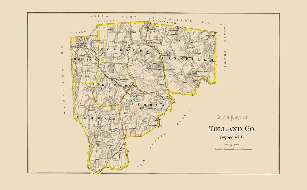 Tolland  South Connecticut - Hurd 1893 art print by Hurd for $57.95 CAD
