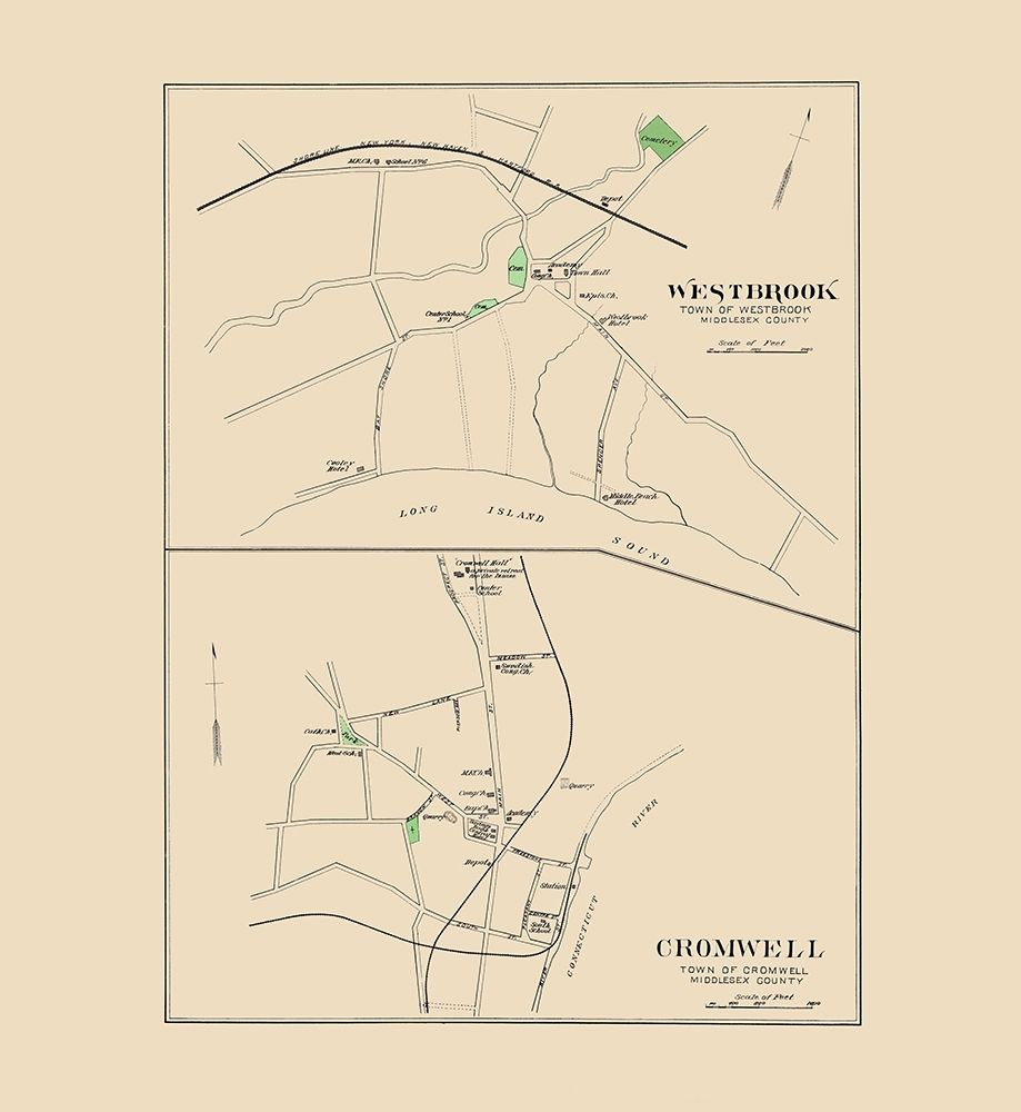 Westbrook, Cromwell Connecticut - Hurd 1893 art print by Hurd for $57.95 CAD