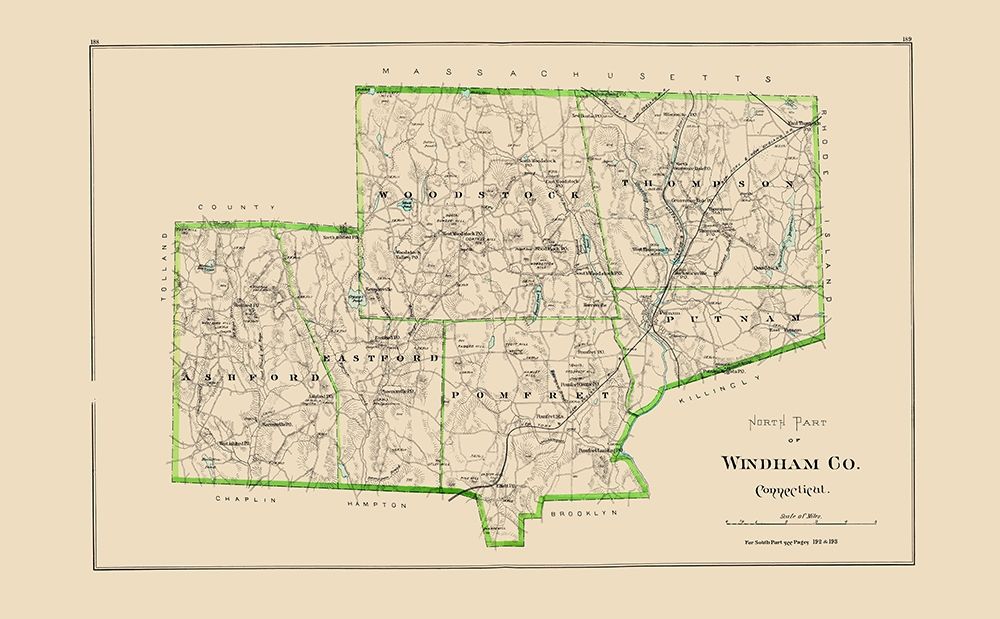 North Windham County Connecticut - Hurd 1893 art print by Hurd for $57.95 CAD